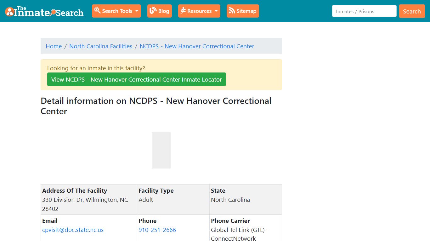 Information on NCDPS - New Hanover Correctional Center