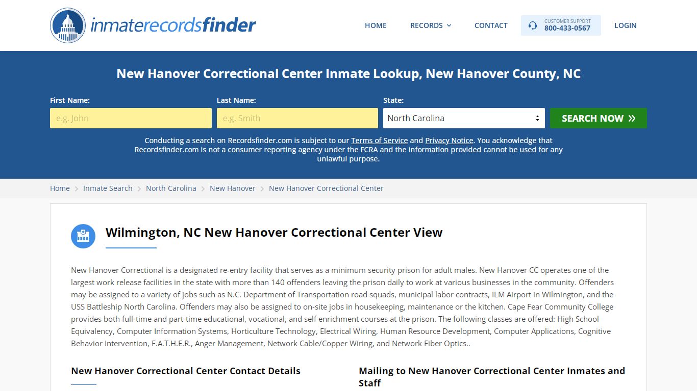 New Hanover Correctional Center Roster & Inmate Search ...