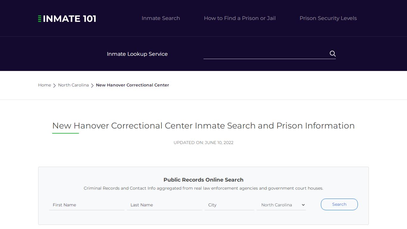 New Hanover Correctional Center Inmate Search, Visitation ...