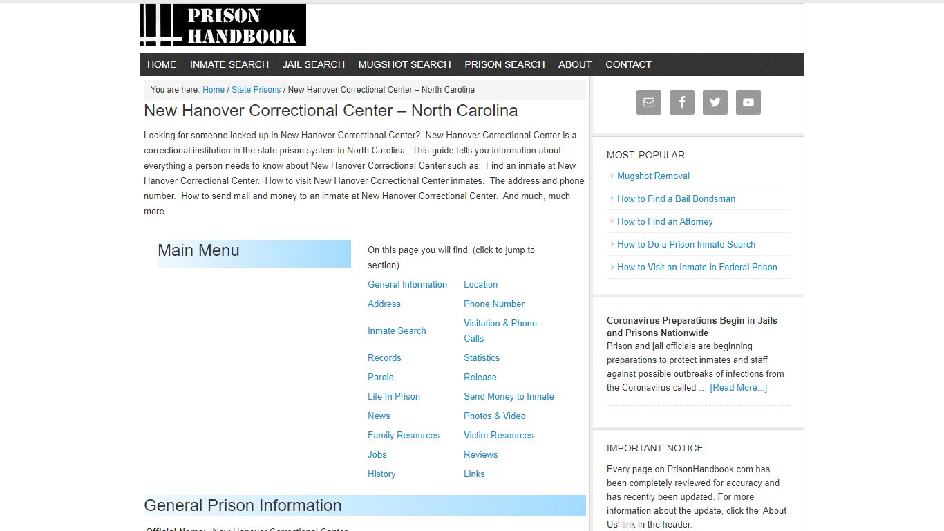 New Hanover Correctional Center – North Carolina